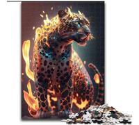 Puzzles for Teenagers Teens 1000pc Puzzle Fire Flames Fantasy Jaguar, Educational Toys for Is Ideal As A Gift for The Whole Family for And 14 Years Old (Size 26x38cm)