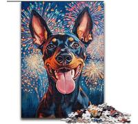 Puzzles for Teenagers Teens 1000pc Puzzle Fireworks Doberman, Stress Relief Toys Unique Birthday And Gifts for Ages 14+ (Size 50x75cm)
