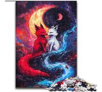 Puzzles for Teenagers Teens 1000pc Puzzle Fox Under The Moon, for Age 14 Years And over Home Decor As A Gift for The Whole Family And Friends 50x75cm