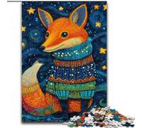 Puzzles for Teenagers Teens 1000pc Puzzle Fox Wearing A Scarf, Family Activity Unique Home Decor And Gifts for Ages 14+ (Size 50x75cm)