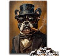 Puzzles for Teenagers Teens 1000pc Puzzle French Bulldog Smoking Stress Reliever Staycation Kill Time with Matching Poster And Trivia Sheet 50x75cm