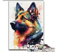 Puzzles for Teenagers Teens 1000pc Puzzle German Shepherd Watercolor, Help The Brain Exercise Addictive Toys to Cultivate Patience Enhance Memory (Size 26x38cm)