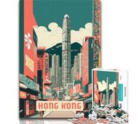 Puzzles for Teenagers Teens 1000pc Puzzle Hong Kong,Artistic Wall Decor & Birthday Gift Idea for Friends,Home Office (75x50cm)