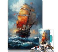 Puzzles for Teenagers Teens 1000pc Puzzle Japanese Ancien Boat,Educational Family Game Wall Decoration Unique Birthday And Xmas Gifts 75x50cm