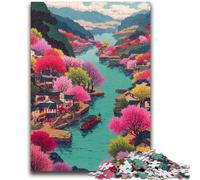 Puzzles for Teenagers Teens 1000pc Puzzle Japanese Style Landscape Staycation Kill Time with Fully Interlocking Randomly Shaped Pieces 50x75cm