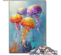 Puzzles for Teenagers Teens 1000pc Puzzle Jellyfish Oil Painting, Stress Reliever Difficult Challenge Secret Santa Gifts for Age 14 Years Up (Size 50x75cm)