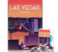 Puzzles for Teenagers Teens 1000pc Puzzle Las Vegas Travel Poster,Learning Educational Toys Family Games Unique Birthday And Gifts (75x50cm)
