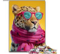 Puzzles for Teenagers Teens 1000pc Puzzle Leopard Wearing Scarf Challenging Game And Family Play for Is Ideal As A Gift for The Whole Family 26x38cm