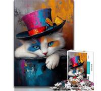 Puzzles for Teenagers Teens 1000pc Puzzle Magic Cat,Learning Educational Toys Family Games Unique Birthday And Gifts (38x26cm)