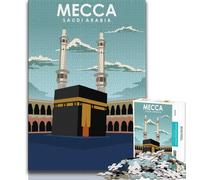 Puzzles for Teenagers Teens 1000pc Puzzle Mecca Saudi Aradbia Art, Learning Educational Toys,for Home Decoration for Age 14 Years Up 38x26cm