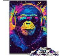 Puzzles for Teenagers Teens 1000pc Puzzle Monkey Wearing Glasses, Stress Reliever Difficult Challenge Secret Santa Gifts for Age 14 Years Up (Size 26x38cm)