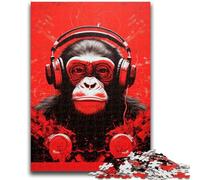 Puzzles for Teenagers Teens 1000pc Puzzle Monkey with Headphones Vibrant And Unique Design Relaxing & Challenging Puzzle Experience 26x38cm