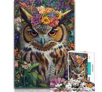 Puzzles for Teenagers Teens 1000pc Puzzle Owl Flowers,Learning Educational Toys Family Games Unique Birthday And Gifts (75x50cm)