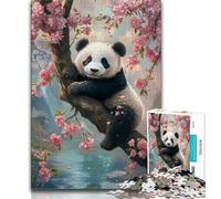 Puzzles for Teenagers Teens 1000pc Puzzle Panda on The Tree,Stress Reliever Staycation Kill Time Parent-child Interaction 50x75cm