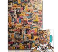Puzzles for Teenagers Teens 1000pc Puzzle Paris Stamp Collage,Challenging Game Toys for Is Ideal As A Gift for The Whole Family (38x26cm)