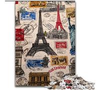 Puzzles for Teenagers Teens 1000pc Puzzle Paris Stamp Collage, Stress Relief Toys Unique Birthday And Gifts for Ages 14+ (Size 50x75cm)