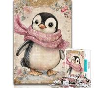 Puzzles for Teenagers Teens 1000pc Puzzle Penguin Wearing A Scarf,Artistic Wall Decor & Birthday Gift Idea for Friends,Home Office (38x26cm)