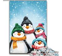 Puzzles for Teenagers Teens 1000pc Puzzle Penguins in Winter, Stress Relief with Fully Interlocking Randomly Shaped Pieces for And 14 Years Old (size 50x75cm)