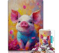 Puzzles for Teenagers Teens 1000pc Puzzle Pig Baby Oil Painting,Educational Family Game Wall Decoration Unique Birthday And Xmas Gifts 38x26cm