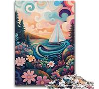 Puzzles for Teenagers Teens 1000pc Puzzle Psychedelic Boat Challenging Game And Family Play Wall Decoration Unique Birthday And Xmas Gifts 38x26cm