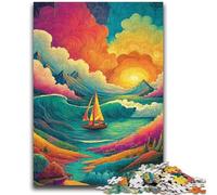 Puzzles for Teenagers Teens 1000pc Puzzle Psychedelic Boat Toys Educational Games Stress Relieving Artists Collection, Fine Art 50x75cm
