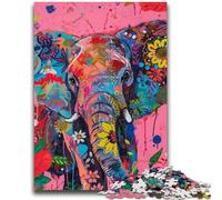 Puzzles for Teenagers Teens 1000pc Puzzle Psychedelic Elephant Toys Educational Games Stress Relieving Artists Collection, Fine Art 26x38cm