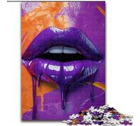 Puzzles for Teenagers Teens 1000pc Puzzle Purple Lips, Suitable for People Aged 14 And Above Educational Games Secret Santa Gifts 26x38cm