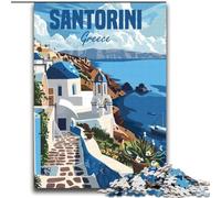 Puzzles for Teenagers Teens 1000pc Puzzle Santorini Greece, Analysis And Logic with Fully Interlocking Randomly Shaped Pieces for And Age 14 Years Up 75x100cm