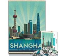 Puzzles for Teenagers Teens 1000pc Puzzle Shanghai,Learning Educational Toys Family Games Unique Birthday And Gifts (75x50cm)