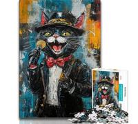 Puzzles for Teenagers Teens 1000pc Puzzle Singing Cat,Learning Educational Toys Family Games Unique Birthday And Gifts (38x26cm)