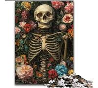 Puzzles for Teenagers Teens 1000pc Puzzle Skull Flowers, Games Toys Gift Unique Birthday And Gifts for And Age 14 Years Up (Size 26x38cm)