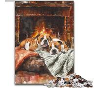 Puzzles for Teenagers Teens 1000pc Puzzle Staffordshire Bull Terrier Roasting Fire, Help The Brain Exercise Addictive Toys to Cultivate Patience Enhance Memory (Size 50x75cm)
