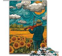 Puzzles for Teenagers Teens 1000pc Puzzle Starry Sky Sunflower Field, for And from 14 Years And over Educational Learning Toys Family Games Birthday Present 50x75cm