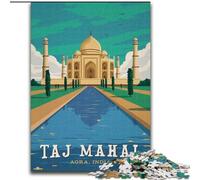 Puzzles for Teenagers Teens 1000pc Puzzle Taj Mahal, Analysis And Logic with Fully Interlocking Randomly Shaped Pieces for And Age 14 Years Up 26x38cm
