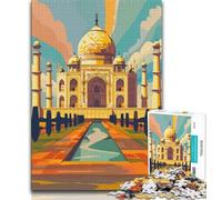 Puzzles for Teenagers Teens 1000pc Puzzle Taj Mahal Illustration,Learning Educational Toys Family Games Unique Birthday And Gifts (38x26cm)