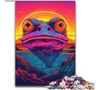 Puzzles for Teenagers Teens 1000pc Puzzle The Head Of Frog Sunset, Challenging Game And Family Play with Fully Interlocking Randomly Shaped Pieces (Size 50x75cm)