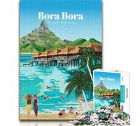 Puzzles for Teenagers Teens 1000pc Puzzle Travel to Bora Bora,Artistic Wall Decor & Birthday Gift Idea for Friends,Home Office (38x26cm)