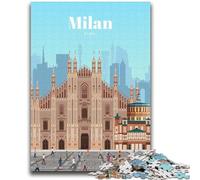 Puzzles for Teenagers Teens 1000pc Puzzle Travel to Milan Help The Brain Exercise Addictive Toys to Cultivate Patience Suitable for Couples (size 38x52cm)