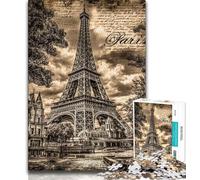 Puzzles for Teenagers Teens 1000pc Puzzle Vintage Eiffel Tower,Artistic Wall Decor & Birthday Gift Idea for Friends,Home Office (75x50cm)
