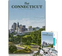 Puzzles for Teenagers Teens 1000pc Puzzle Visit Connecticut,Artistic Wall Decor & Birthday Gift Idea for Friends,Home Office (75x50cm)