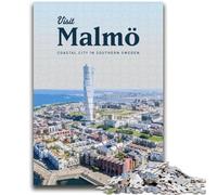 Puzzles for Teenagers Teens 1000pc Puzzle Visit Malmo Help The Brain Exercise Addictive Toys to Cultivate Patience Suitable for Couples (size 38x52cm)