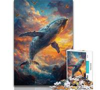 Puzzles for Teenagers Teens 1000pc Puzzle Whales at Sunset,Challenging Game Toys for Is Ideal As A Gift for The Whole Family (38x26cm)