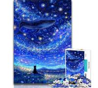 Puzzles for Teenagers Teens 1000pc Puzzle Whales Under The Starry Sky,Stress Reliever Staycation Kill Time Parent-child Interaction 38x26cm