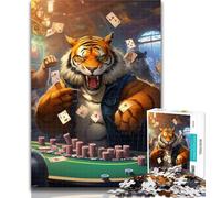 Puzzles for Teenagers Tiger Poker 1000 Piece Jigsaw Puzzle for Adults Teens,Toys Educational Games Stress Relieving Artists Collection, Fine Art 75x50cm
