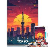 Puzzles for Teenagers Tokyo Sunset Tower Puzzles 1000 Pieces for Adults,Challenging Game Toys for Is Ideal As A Gift for The Whole Family 75x50cm