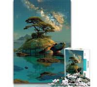 Puzzles for Teenagers Turtle Island Landscape Jigsaw Puzzles for Adults 1000 Piece,with Matching Poster And Trivia Sheet for Age 14 Years Up 26x38cm