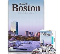 Puzzles for Teenagers Visit Boston Puzzles 1000 Pieces for Adults,Challenging Game Toys for Is Ideal As A Gift for The Whole Family 75x50cm