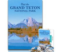 Puzzles for Teenagers Visit Grand Teton 1000 Piece Jigsaw Puzzle for Adults And Teenagers,Birthday Present, Gifts for And Age 14 26x38cm