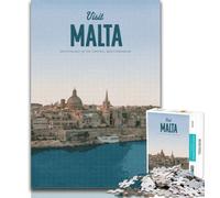 Puzzles for Teenagers Visit Malta Puzzles 1000 Pieces for Adults,Challenging Game Toys for Is Ideal As A Gift for The Whole Family 26x38cm