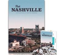 Puzzles for Teenagers Visit Nashville 1000 Piece Jigsaw Puzzle for Adults And Teenagers,Secret Santa Gifts for And Age 14 75x50cm